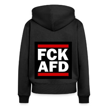 Fck afd - Women's Premium Organic Zip Hoodie - black - Back - Julia (174cm)