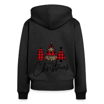 arbre de Noël - Sweat à capuche zippé Premium bio Femme - noir - Dos - Julia (174cm)