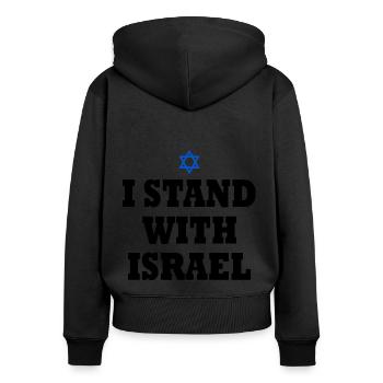I stand with israel - Frauen Premium Bio Zip Hoodie - Schwarz - Hinten - Julia (174cm)