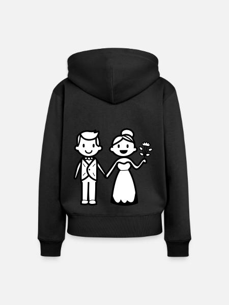 Hochzeit Brautpaar Ehepaar - Frauen Premium Bio Zip Hoodie - Schwarz