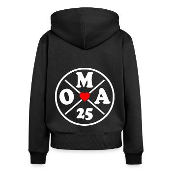 Oma 2025 - Frauen Premium Bio Zip Hoodie - Schwarz - Hinten - Julia (174cm)