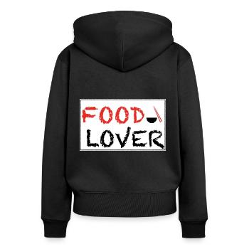 Gourmand - Sweat à capuche zippé Premium bio Femme - noir - Dos - Julia (174cm)