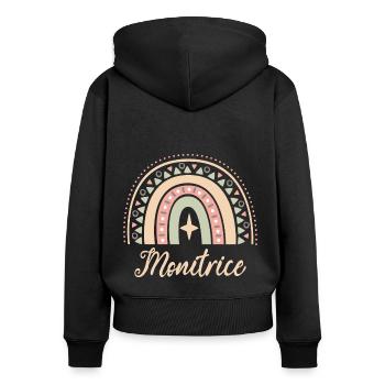 Cadeau Monitrice. Boho Rainbow monitrice. - Sweat à capuche zippé Premium bio Femme - noir - Dos - Julia (174cm)