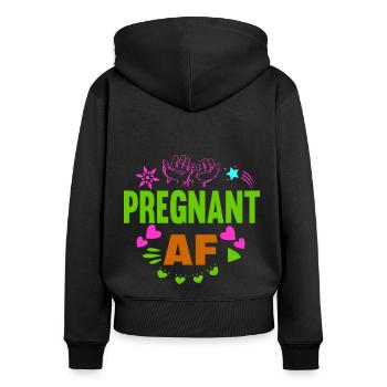 Mother Pregnant Baby Infant T-Shirt Mom - Women's Premium Organic Zip Hoodie - black - Back - Julia (174cm)