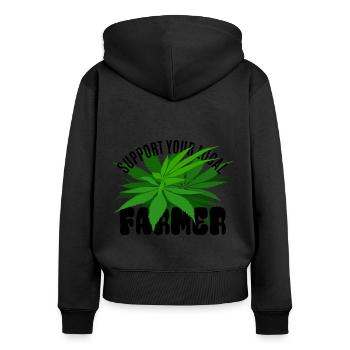 Support your local Farmer - Hemp - Women's Premium Organic Zip Hoodie - black - Back - Julia (174cm)