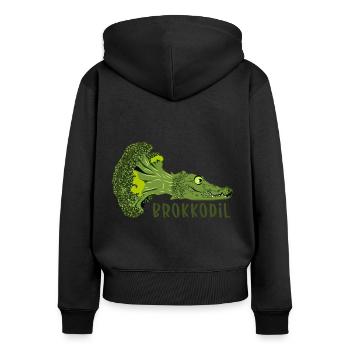 lustige Vegetarier Veganer Geschenke Brokkoli - Frauen Premium Bio Zip Hoodie - Schwarz - Hinten - Julia (174cm)