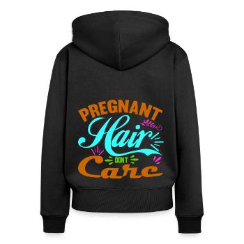 Mère Enceinte Bébé Nourrisson T-shirt Maman - Sweat à capuche zippé Premium bio Femme - noir - Dos - Julia (174cm)