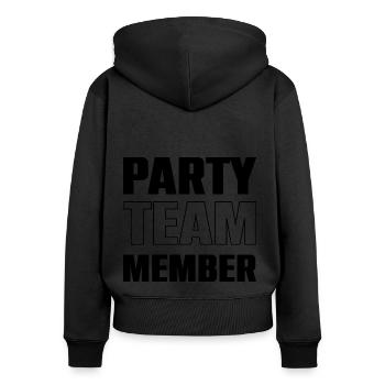 Équipe de fête - Sweat à capuche zippé Premium bio Femme - noir - Dos - Julia (174cm)