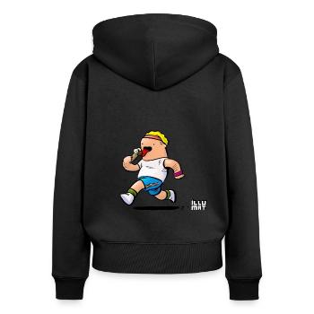 Eisdiät - Frauen Premium Bio Zip Hoodie - Schwarz - Hinten - Julia (174cm)