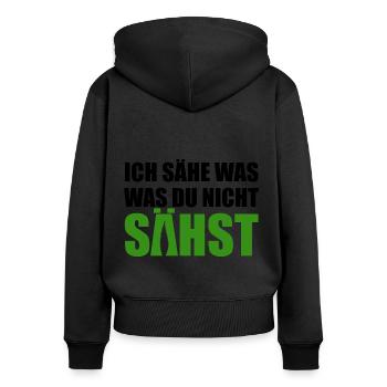 Cannabis, Ich sähe was was du nicht sähst, Hanf - Frauen Premium Bio Zip Hoodie - Schwarz - Hinten - Julia (174cm)
