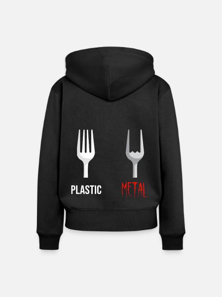 Gabel Plastic Metal Musik - Frauen Premium Bio Zip Hoodie - Schwarz