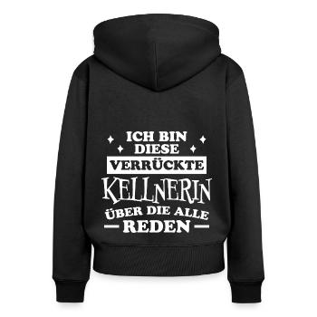 Kellnerin Spruch Kellner Beruf Kellnerin Geschenk - Frauen Premium Bio Zip Hoodie - Schwarz - Hinten - Julia (174cm)