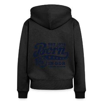Born in GDR 1974 - Geburtstag - Ossi Geschenk - Frauen Premium Bio Zip Hoodie - Schwarz - Hinten - Julia (174cm)