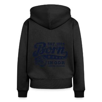 Born in GDR 1984 - Geburtstag - Ossi Geschenk - Frauen Premium Bio Zip Hoodie - Schwarz - Hinten - Julia (174cm)