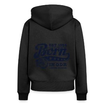 Born in GDR 2004 - Geburtstag - Ossi Geschenk - Frauen Premium Bio Zip Hoodie - Schwarz - Hinten - Julia (174cm)