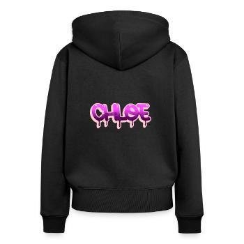 Graffiti prénom Chloé - Sweat à capuche zippé Premium bio Femme - noir - Dos - Julia (174cm)