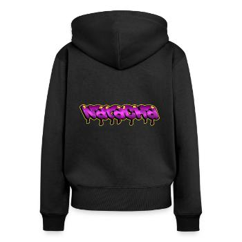 Graffiti Prénom Natacha - Sweat à capuche zippé Premium bio Femme - noir - Dos - Julia (174cm)