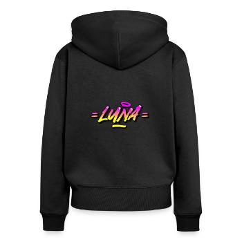 Graffiti Name Luna - Frauen Premium Bio Zip Hoodie - Schwarz - Hinten - Julia (174cm)