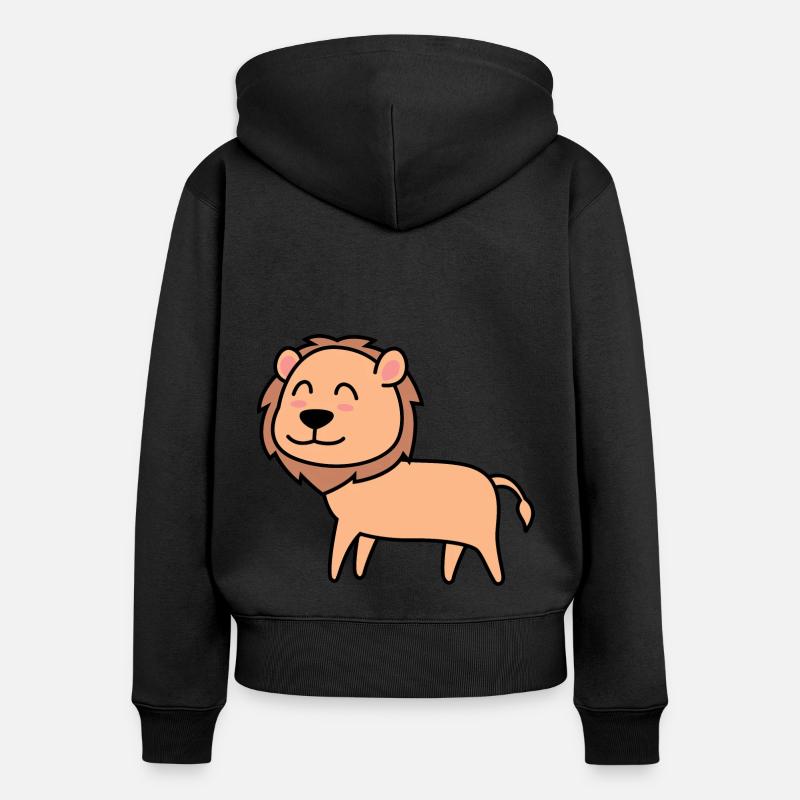 Lion Comic Animal - Sweat à capuche zippé Premium bio Femme - noir