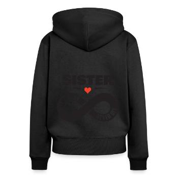 Sister Always On Never Off Sister Love Heart - Women's Premium Organic Zip Hoodie - black - Back - Julia (174cm)