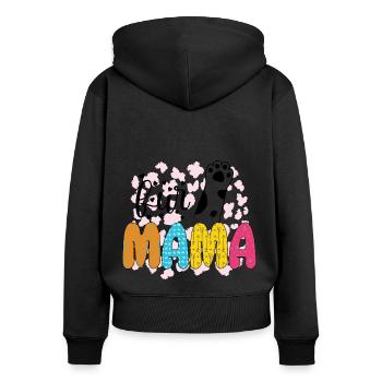 Katzen Mutter Miau Lustig Katzendame T-Shirt - Frauen Premium Bio Zip Hoodie - Schwarz - Hinten - Julia (174cm)