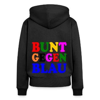 Bunt gegen blau - afd - Sweat à capuche zippé Premium bio Femme - noir - Dos - Julia (174cm)