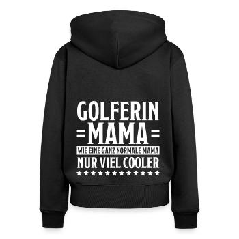 Golferin Minigolf Golf Spruch Golferin Geschenk - Frauen Premium Bio Zip Hoodie - Schwarz - Hinten - Julia (174cm)