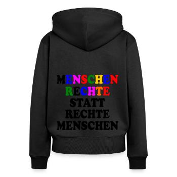 menschenrechte statt rechte menschen - Frauen Premium Bio Zip Hoodie - Schwarz - Hinten - Julia (174cm)