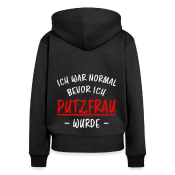 Putzfrau Haushalt Spruch Reinigungskraft Geschenk - Frauen Premium Bio Zip Hoodie - Schwarz - Hinten - Julia (174cm)