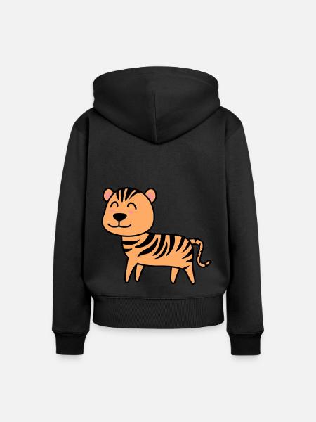 Tiger Comic Tier - Frauen Premium Bio Zip Hoodie - Schwarz