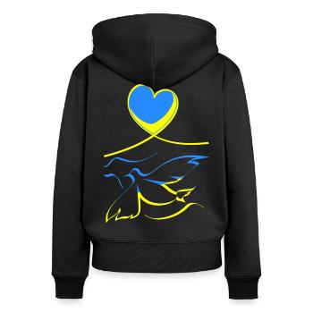 Ukraine - Frauen Premium Bio Zip Hoodie - Schwarz - Hinten - Julia (174cm)