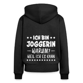 Joggerin Spruch Laufen Joggen Joggerin Geschenk - Frauen Premium Bio Zip Hoodie - Schwarz - Hinten - Julia (174cm)