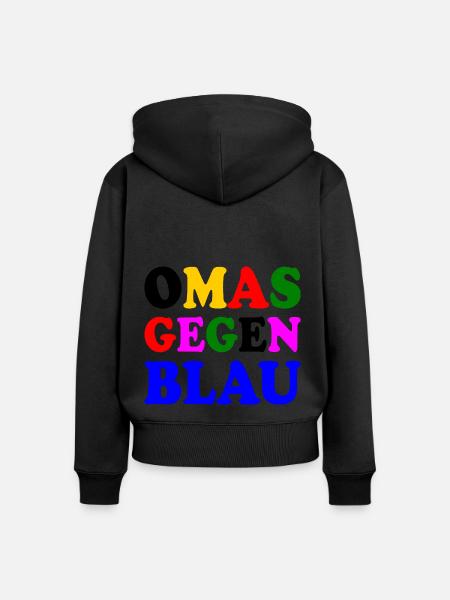 Omas gegen blau - Frauen Premium Bio Zip Hoodie - Schwarz