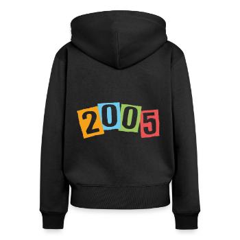 Geboren 2005 – Geburtstag mit großen bunten Zahlen - Frauen Premium Bio Zip Hoodie - Schwarz - Hinten - Julia (174cm)