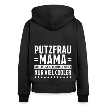 Putzfrau Haushalt Spruch Reinigungskraft Geschenk - Frauen Premium Bio Zip Hoodie - Schwarz - Hinten - Julia (174cm)