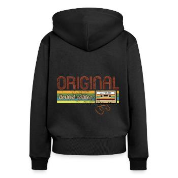 Kassette 1995 Limited Edition - Geburtstag - Frauen Premium Bio Zip Hoodie - Schwarz - Hinten - Julia (174cm)