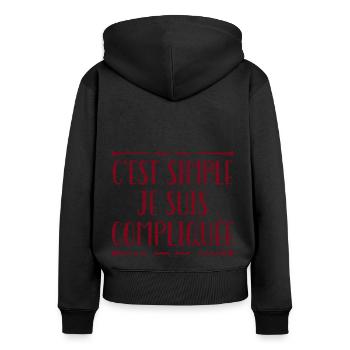 C'est Simple Je Suis Compliquée - Sweat à capuche zippé Premium bio Femme - noir - Dos - Julia (174cm)
