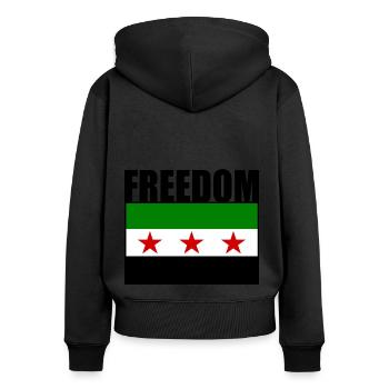 Syrie - Sweat à capuche zippé Premium bio Femme - noir - Dos - Julia (174cm)