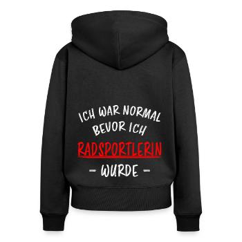 Radsportlerin Mountainbike Bike Fahrrad Geschenk - Frauen Premium Bio Zip Hoodie - Schwarz - Hinten - Julia (174cm)