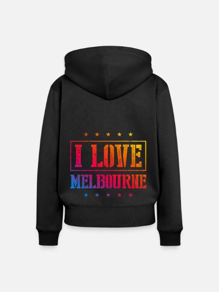 I Love Melbourne - Frauen Premium Bio Zip Hoodie - Schwarz