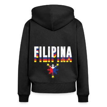 Filipina Flag Philippines Manila Filipino GIft - Women's Premium Organic Zip Hoodie - black - Back - Julia (174cm)