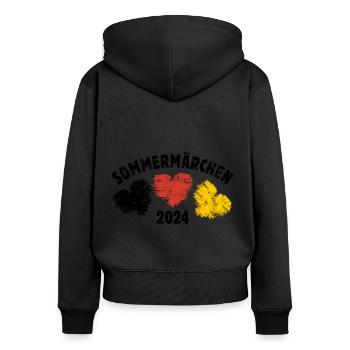 Sommermärchen 2024 Herz Deutschland - Frauen Premium Bio Zip Hoodie - Schwarz - Hinten - Julia (174cm)