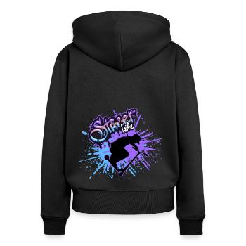 scooter street life - Frauen Premium Bio Zip Hoodie - Schwarz - Hinten - Julia (174cm)