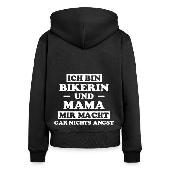 Bikerin Spruch Motorrad Lustiges Bikerin Geschenk - Frauen Premium Bio Zip Hoodie - Schwarz - Hinten - Julia (174cm)