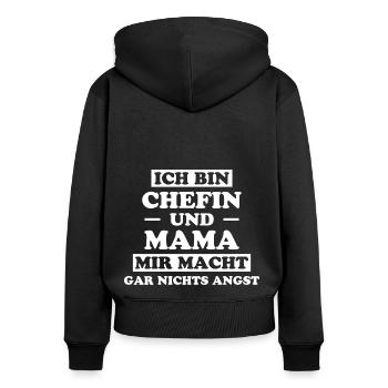 Chefin Spruch Familie Beruf Lustig Chefin Geschenk - Frauen Premium Bio Zip Hoodie - Schwarz - Hinten - Julia (174cm)