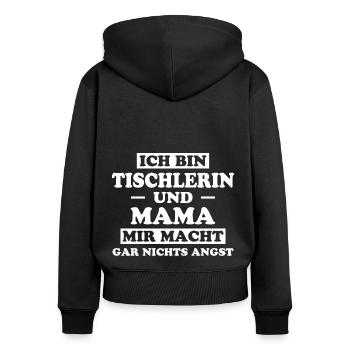 Tischlerin Spruch Schreinerin Tischlerin Geschenk - Frauen Premium Bio Zip Hoodie - Schwarz - Hinten - Julia (174cm)