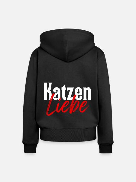 Katzenliebe - Frauen Premium Bio Zip Hoodie - Schwarz