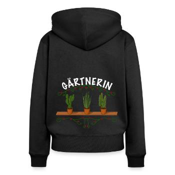 Gärtnerin Pflanzen - Frauen Premium Bio Zip Hoodie - Schwarz - Hinten - Julia (174cm)