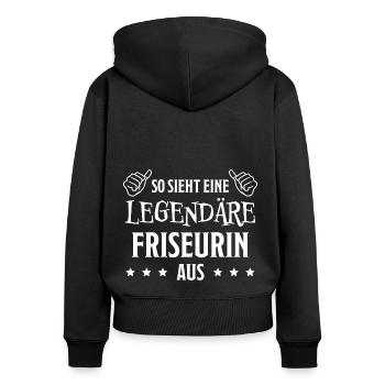 Friseurin Friseur Lustig Spruch Friseurin Geschenk - Frauen Premium Bio Zip Hoodie - Schwarz - Hinten - Julia (174cm)