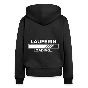 Läuferin Spruch Laufen Lustiges Läuferin Geschenk - Frauen Premium Bio Zip Hoodie - Schwarz - Hinten - Julia (174cm)